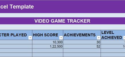 Video Game Tracker Excel Template