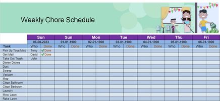 Weekly-Chore-Schedule Excel Template