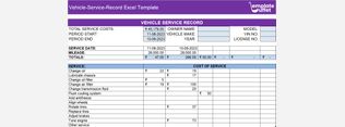 Vehicle-Service-Record Excel Template