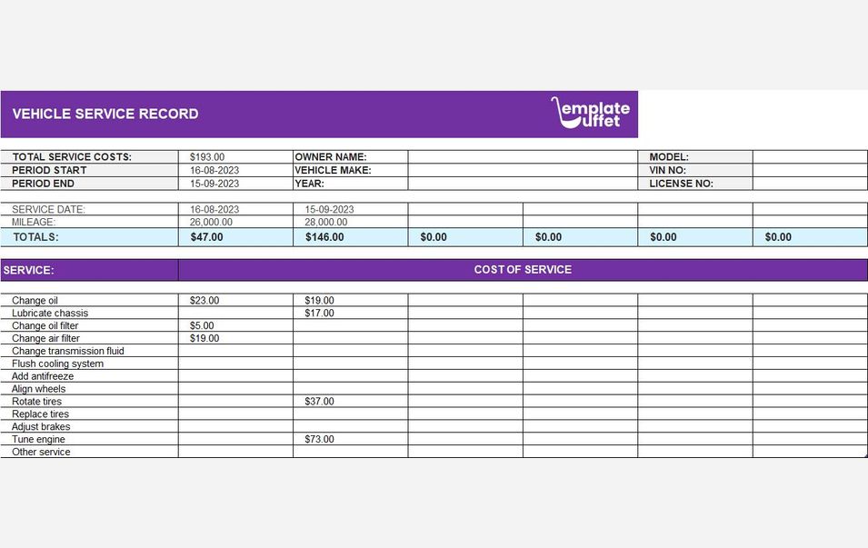 Vehicle Service Record