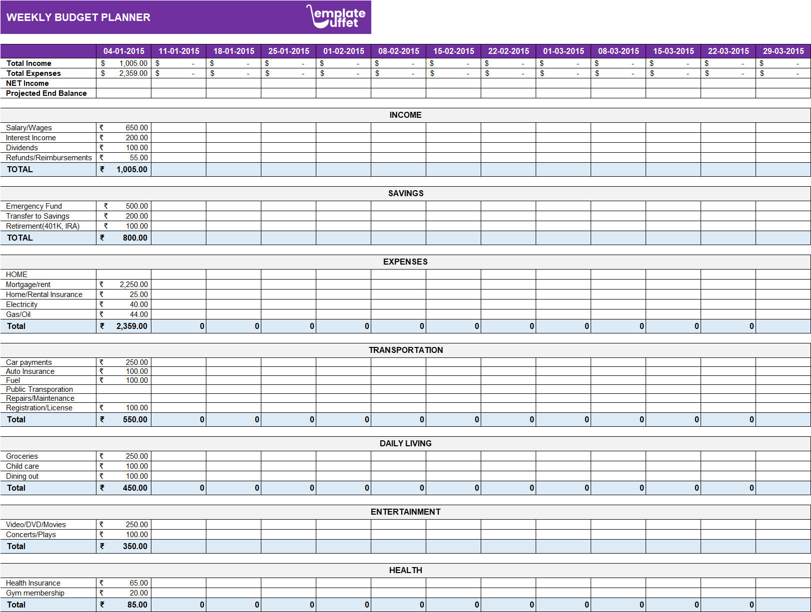 Weekly Budget Planner