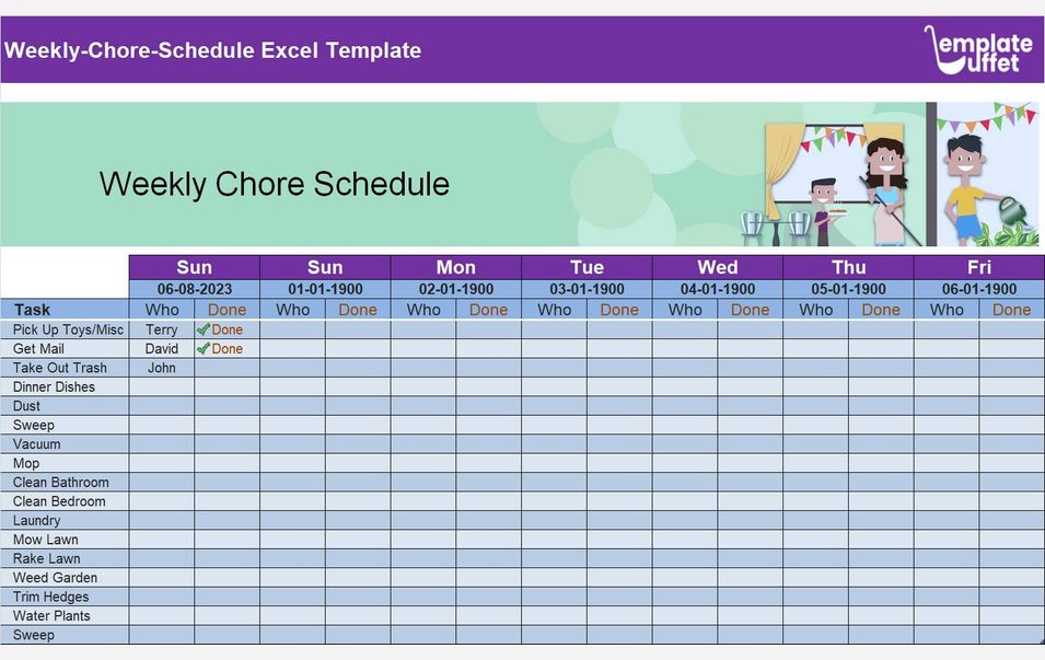 Weekly-Chore-Schedule Excel Template