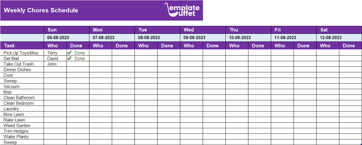 Weekly Chores Schedule