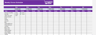 Weekly Chores Schedule