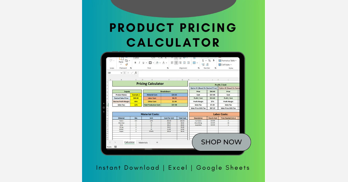 Product price calculator sale