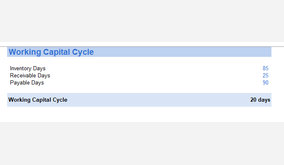 Working Capital Cycle Template