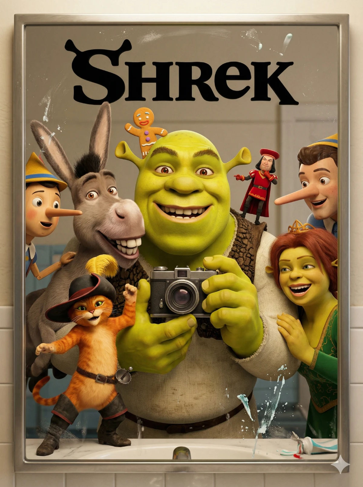 Chaotic and joyful bathroom mirror selfie Chaotic and joyful bathroom mirror selfie