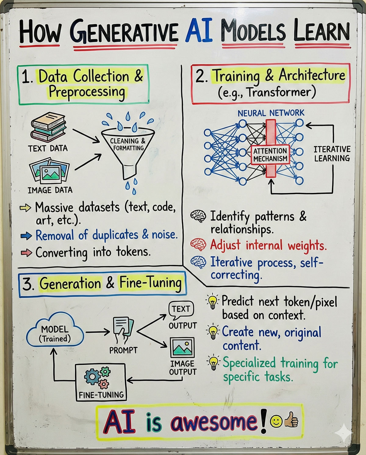 Handwritten Infographics Example - How AI Models Learn