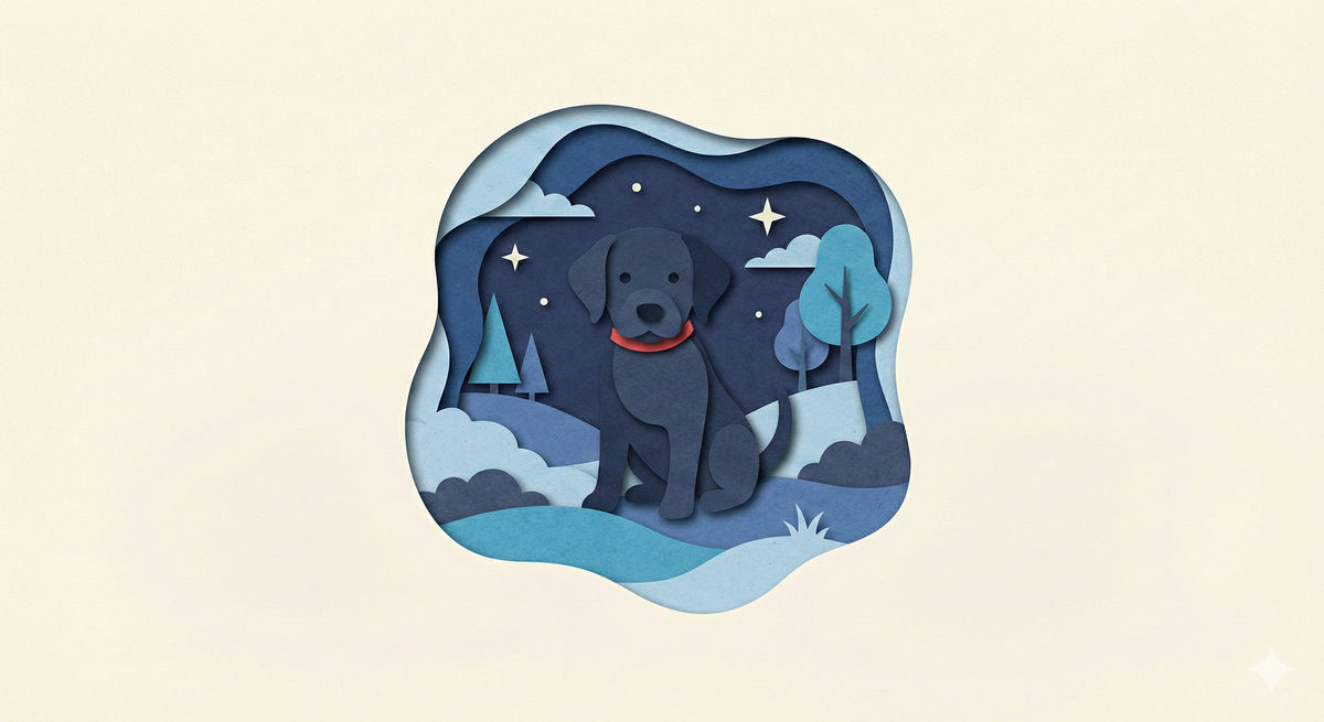 Layered paper-cut example - Black Labrador Puppy