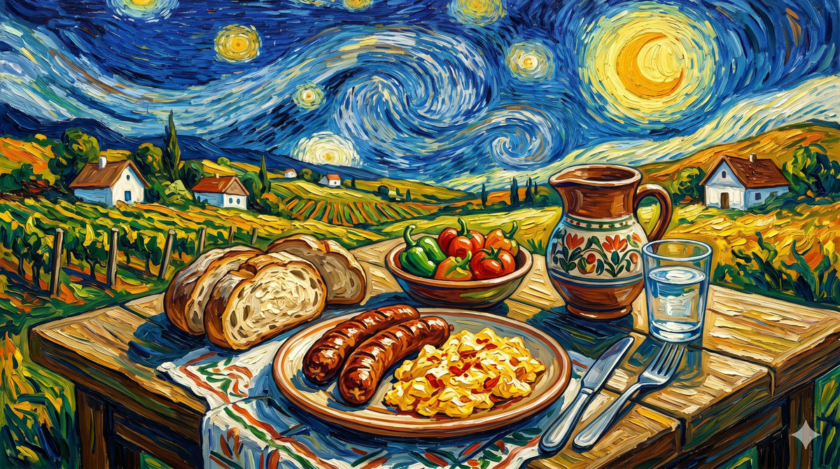 Van Gogh AI art aesthetic - Breakfast Example