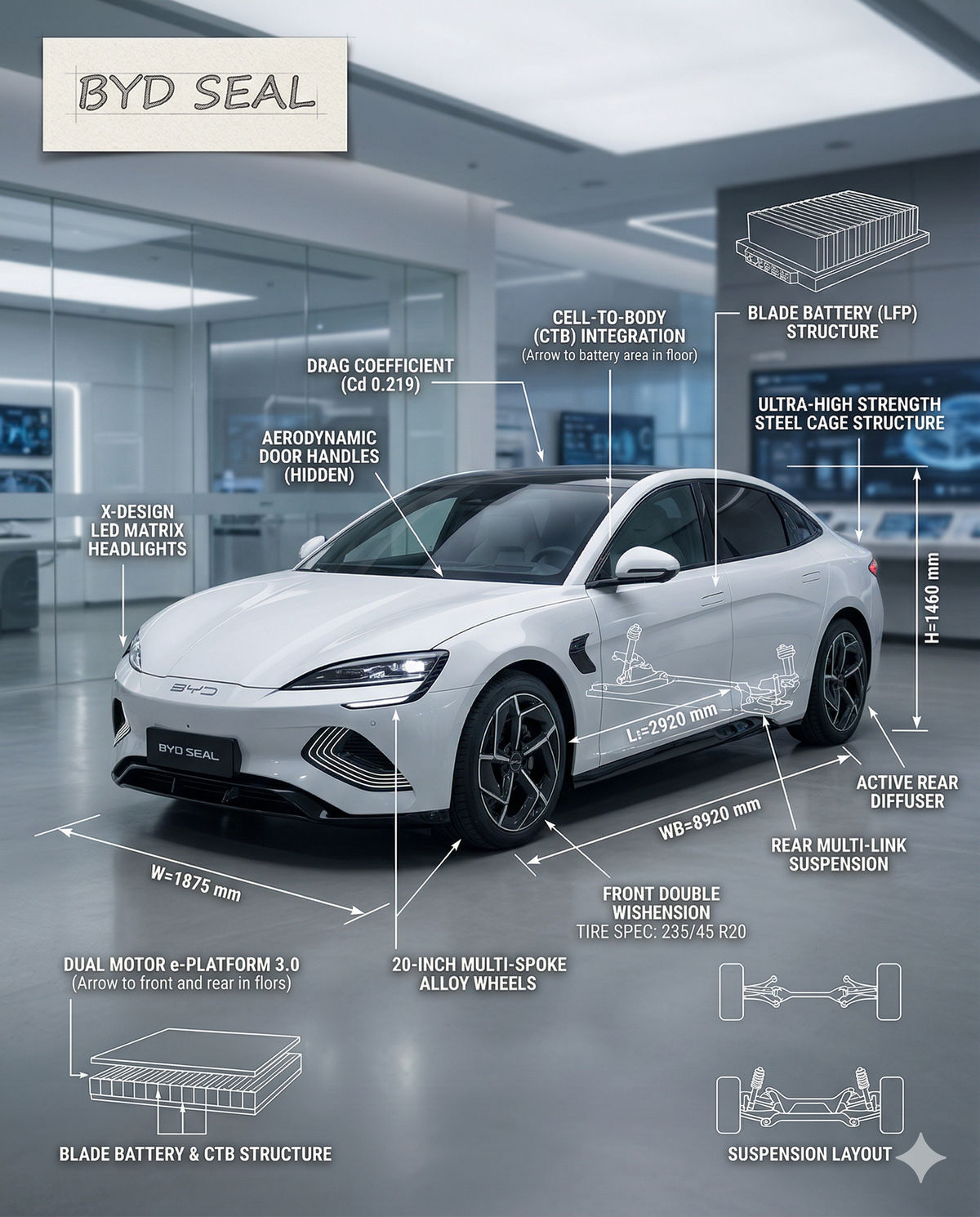 Vehicle Infographics Example - BYD Seal