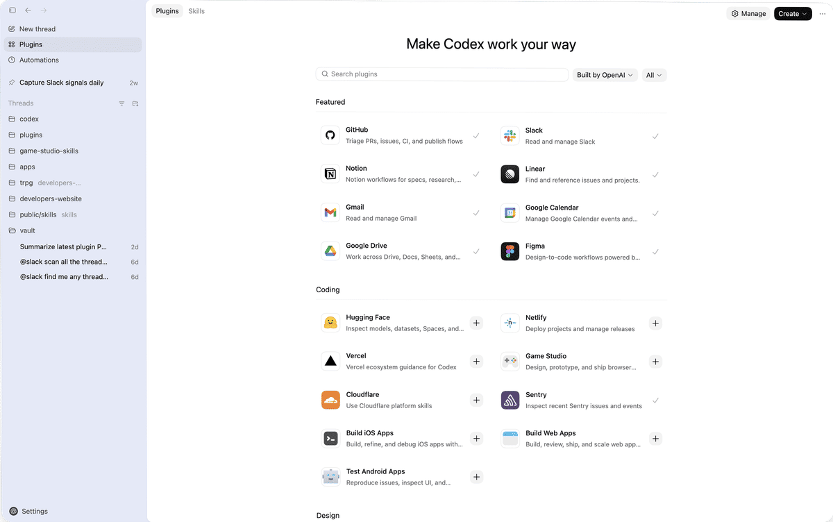 Check New Plugins In The Codex App - Source: Official OpenAI Website Check New Plugins In The Codex App - Source: Official OpenAI Website