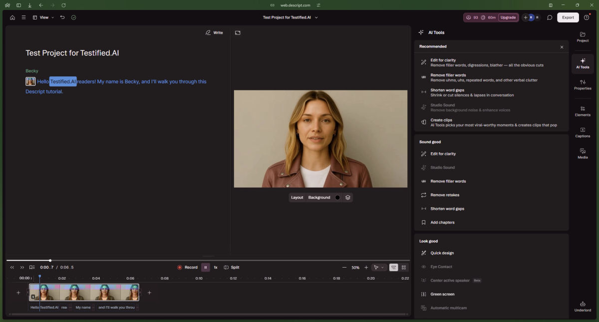 The Descript Project Dashboard Looks Super Clean and Easy to Use