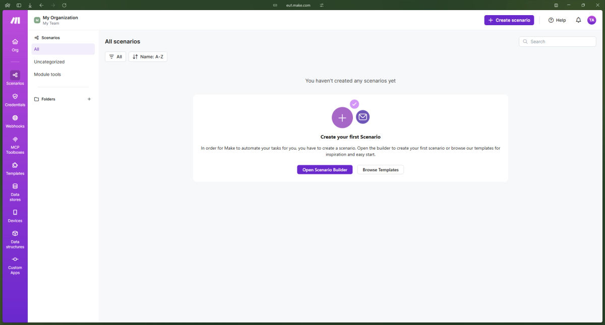Meet Workflow Automation Tool Make.com - The Scenarios Menu