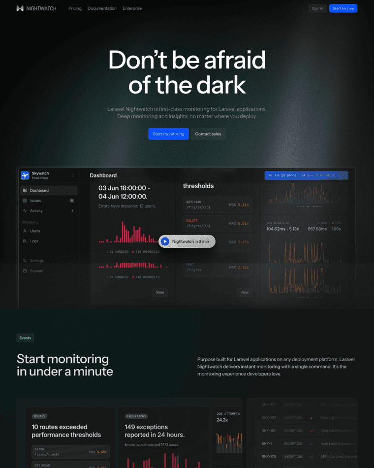 Laravel Nigthwatch screenshot