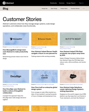 Abstract testimonials screenshot
