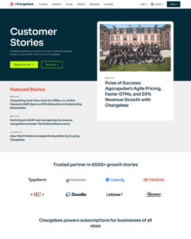Chargebee testimonials screenshot