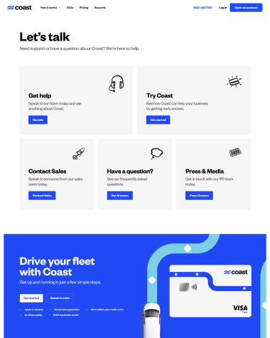 Coast contact us screenshot
