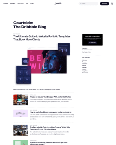 Dribbble blog screenshot