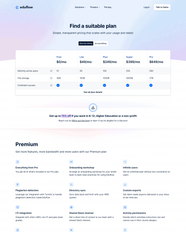 Eduflow pricing screenshot