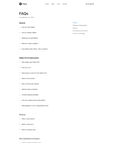 Flighty FAQ screenshot