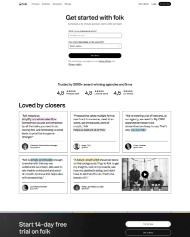 Folk contact us screenshot