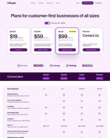 Front pricing screenshot