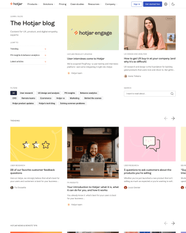 Hotjar blog screenshot