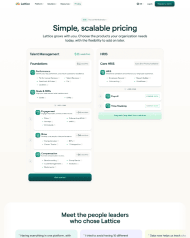 Lattice pricing screenshot
