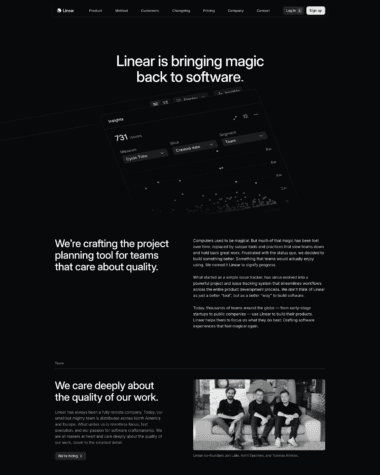 Linear about us screenshot