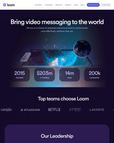 Loom about us screenshot