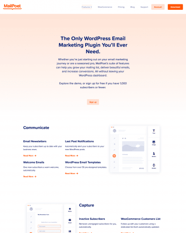 MailPoet features screenshot