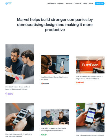 Marvel testimonials screenshot