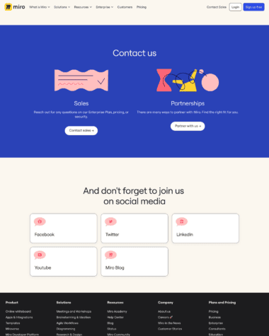 Miro contact us screenshot
