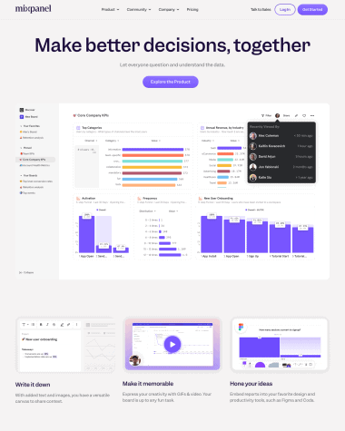 Mixpanel features screenshot
