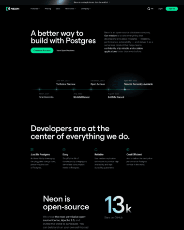 Neon about us screenshot