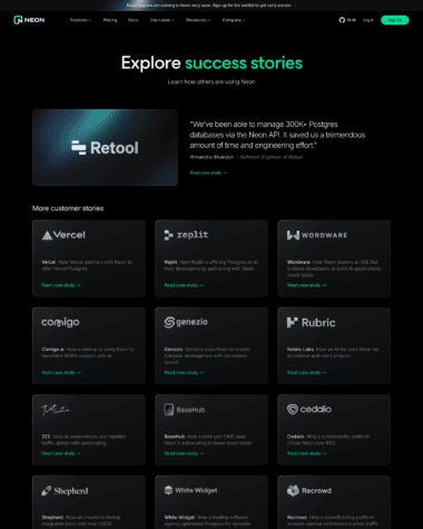 Neon testimonials screenshot