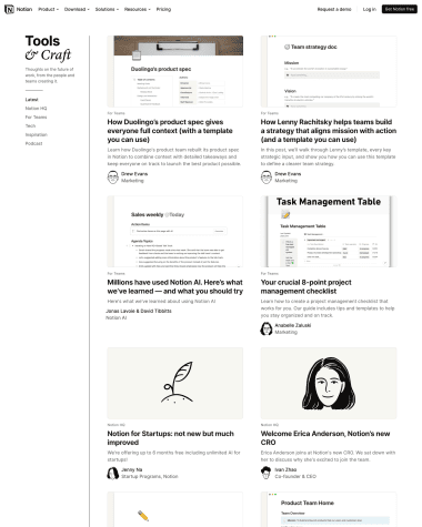 Notion blog screenshot