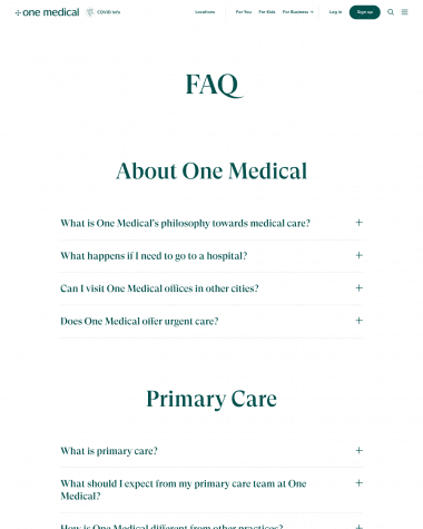 One Medical FAQ screenshot