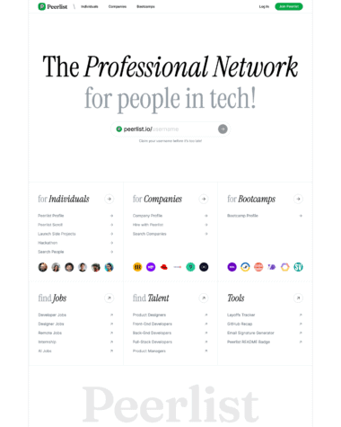 Peerlist screenshot