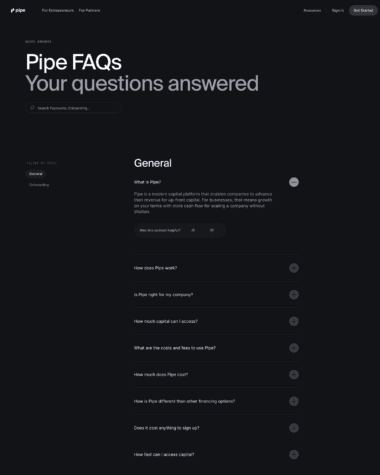 Pipe FAQ screenshot