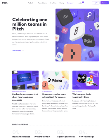Pitch blog screenshot