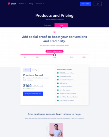 Proof pricing screenshot