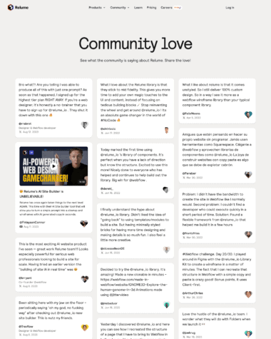 Relume Library testimonials screenshot