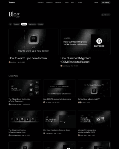 Resend blog screenshot