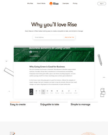 Rise features screenshot
