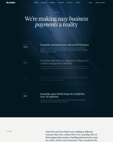 Routable about us screenshot