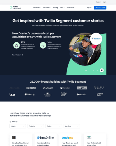 Segment testimonials screenshot