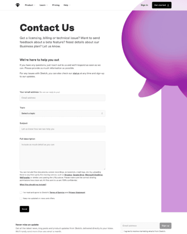 Sketch contact us screenshot