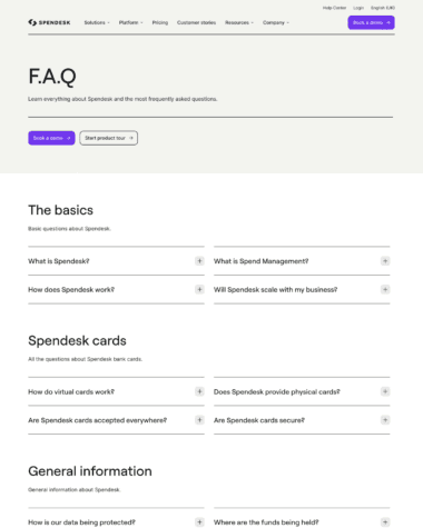 Spendesk FAQ screenshot